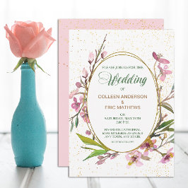 Rosa Blossom Oval Gold Rahmen Einladung Hochzeitsf