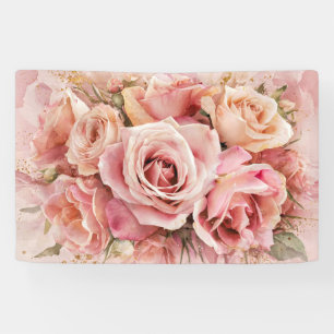 Rosa Blossom Rose Aquarellmalerei Kunst Print #3 Banner