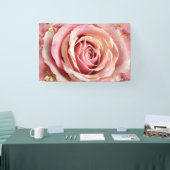 Rosa Blossom Rose Aquarellmalerei Wandkunst Print Banner (Messe)