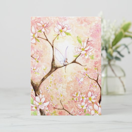 Rosa Blossom Schlichte Einladung (Stehend Vorderseite)