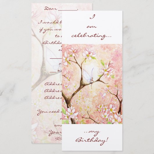 rosa Blossom-Sicht Einladung (Vorne/Hinten)