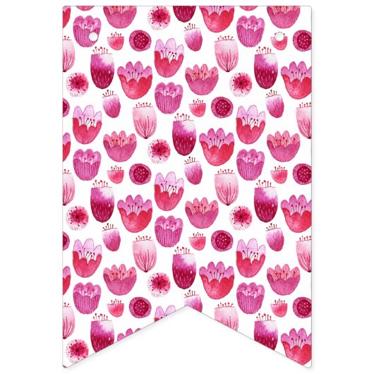 Rosa Blossom Wasserfarben Wimpelkette (Erste Fahne)