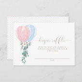 Rosa Blue Balloon Diaper Raffelkarte Einladung (Vorne/Hinten)