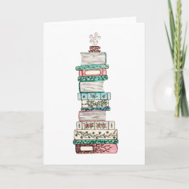 Rosa & Blue Bookstack Card Feiertagskarte