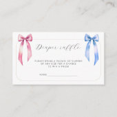 Rosa Blue Bow Diaper Raffle Ticket Baby Dusche Begleitkarte (Vorderseite)