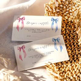 Rosa Blue Bow Diaper Raffle Ticket Baby Dusche Begleitkarte