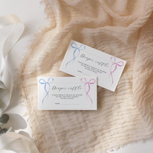 Rosa Blue Bow Diaper Raffle Ticket Baby Dusche Begleitkarte