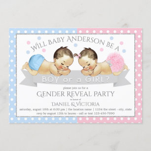 Rosa Blue Gender Reveal Baby Shower Einladungen
