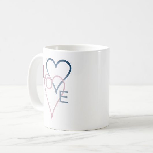 Rosa & Blue Lovehart Design Kaffeetasse (Vorderseite Links)