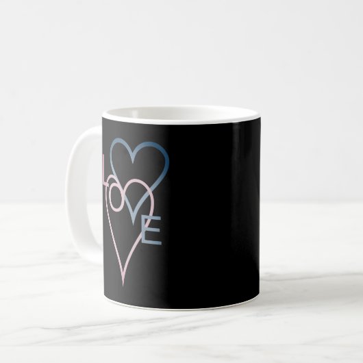 Rosa & Blue Lovehart Design Kaffeetasse (Vorderseite Links)