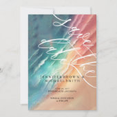 Rosa Blue Ocean Beach Wasserfarbe Eleganter Sommer Save The Date (Vorderseite)