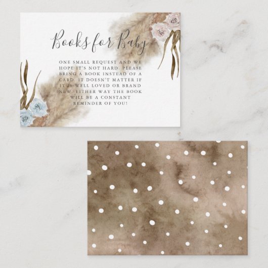 Rosa Blue Pampas Grass Gender Reveal Book Request Begleitkarte (Vorne/Hinten)