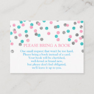 Rosa Blue Silver Dots Book Request Card Begleitkarte