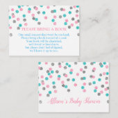 Rosa Blue Silver Dots Book Request Card Begleitkarte (Vorne/Hinten)