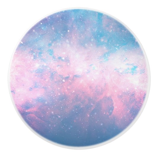 Rosa & Blue Starry Cosmic Cotton Candy Sky Keramikknauf (Vorderseite)