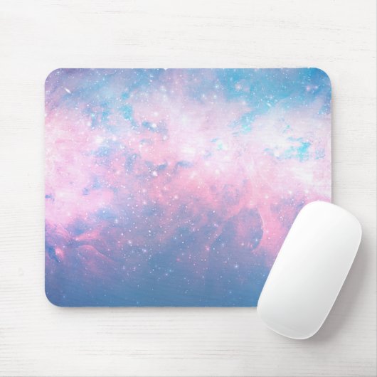 Rosa & Blue Starry Cosmic Cotton Candy Sky Mousepad (Mit Mouse)