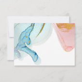Rosa Blue Watercolor Gold Wedding RSVP Card (Rückseite)