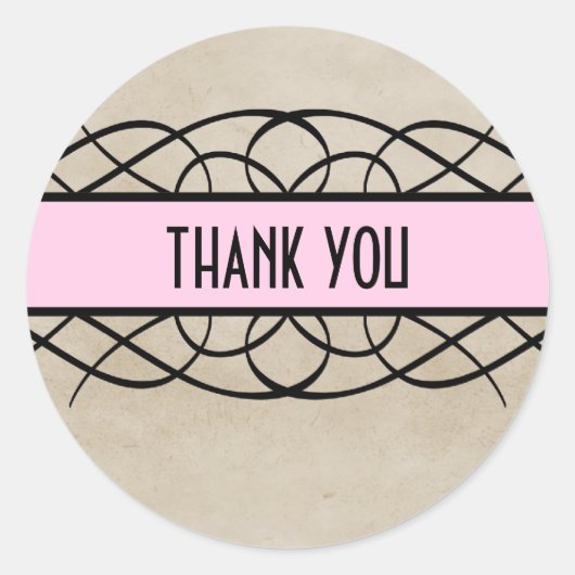 Rosa Blüh Border Danke Stickers (Vorderseite)