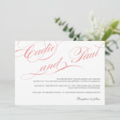 Rosa Blüh Script Hochzeitseinladung Einladung (Stehend Vorderseite)