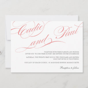 Rosa Blüh Script Hochzeitseinladung Einladung