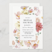 Rosa blühende Blume Brautdusche Einladung (Vorne/Hinten)
