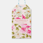 Rosa blühende Blume Brautparty Geschenkanhänger (Vorderseite)