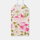 Rosa blühende Blume Brautparty Geschenkanhänger (Rückseite)