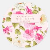 Rosa blühende Blume Brautparty Runder Aufkleber (Vorderseite)