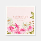 Rosa blühende Blume Brautparty Serviette (Vorderseite)