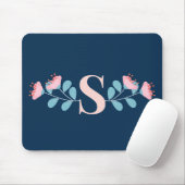 Rosa blühende Blume im skandinavischen Stil Mousepad (Mit Mouse)