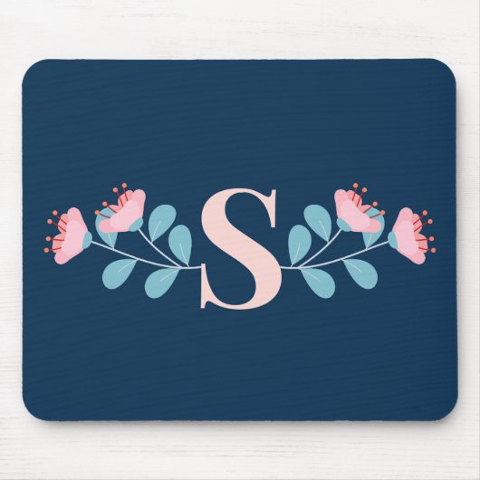 Rosa blühende Blume im skandinavischen Stil Mousepad (Vorne)