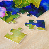 Rosa blühende Blume in Aquarellfarbe Hollyhocks Puzzle (Seite)