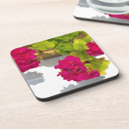 Rosa blühende Blume Pink Geranium Getränkeuntersetzer (Linke Seite)