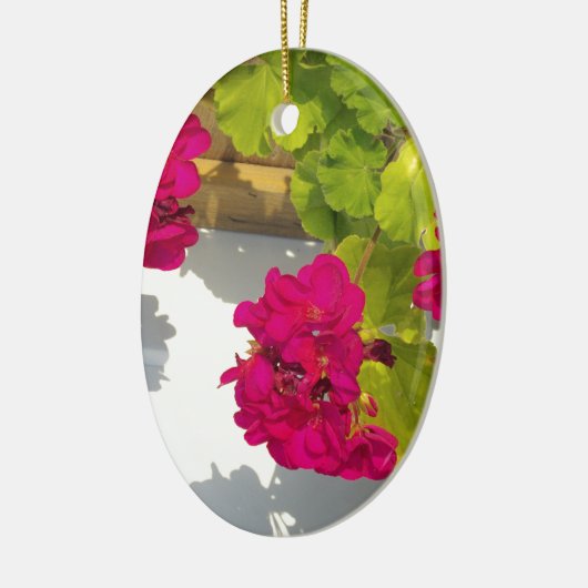 Rosa blühende Blume Pink Geranium Keramik Ornament (Links)