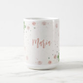rosa blühende Blumen Grün Botanik Kaffeetasse (Mittel)