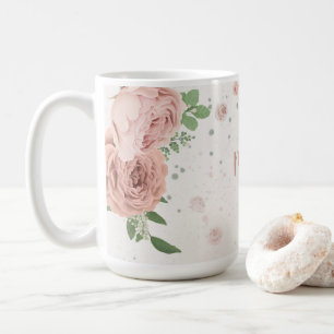rosa blühende Blumen Grün Botanik Kaffeetasse
