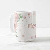 rosa blühende Blumen Grün Botanik Kaffeetasse (Vorderseite Links)