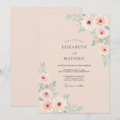 Rosa blühende florale Hochzeit Einladung (Vorne/Hinten)