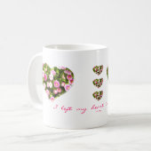 Rosa blühende Herz-Tasse Kaffeetasse (Vorderseite Links)