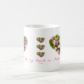 Rosa blühende Herz-Tasse Kaffeetasse (Mittel)