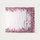 Rosa blühende Lilien im Hintergrund Wandteppich (Vorderseite (Horizontal))