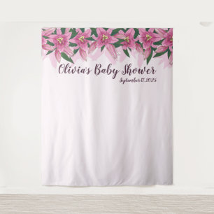 Rosa blühende Lilien Top Line Babydusche Hintergru Wandteppich
