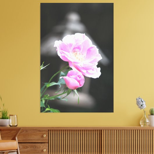 Rosa blühende Rose Leinwanddruck (Insitu (Wohnzimmer))