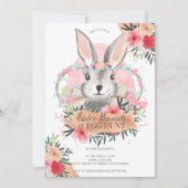 Rosa blühende Rose Ostereierjagd Einladung (Vorderseite)