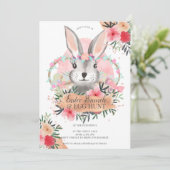 Rosa blühende Rose Ostereierjagd Einladung (Stehend Vorderseite)