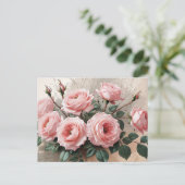 Rosa blühende Rose Postkarte (Stehend Vorderseite)