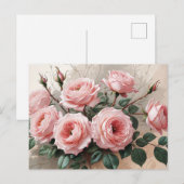 Rosa blühende Rose Postkarte (Vorne/Hinten)