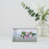 Rosa blühende Rose Visitenkarte (Stehend Vorderseite)