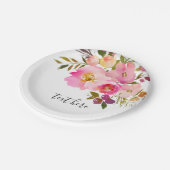 rosa blühende, süße, romantische Aquarellfarben-Bl Pappteller (Schrägansicht)