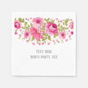 rosa blühende, süße, romantische Aquarellfarben-Bl Serviette